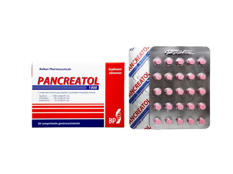 Панкреатол 1000UI гастрорезистентные таблетки,  N25X2  Balkan Pharm,Moldova