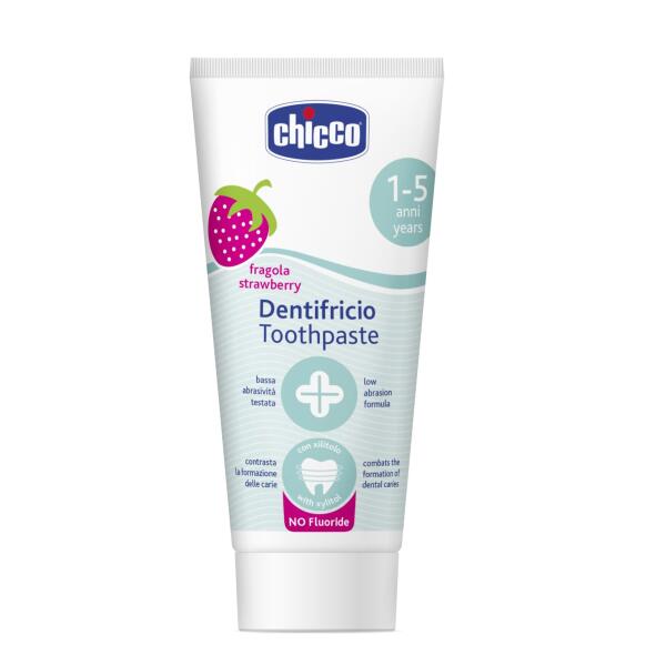 Pastă de dinți pentru copii Chicco cu gust de căpșună (12+ luni), 50 ml
