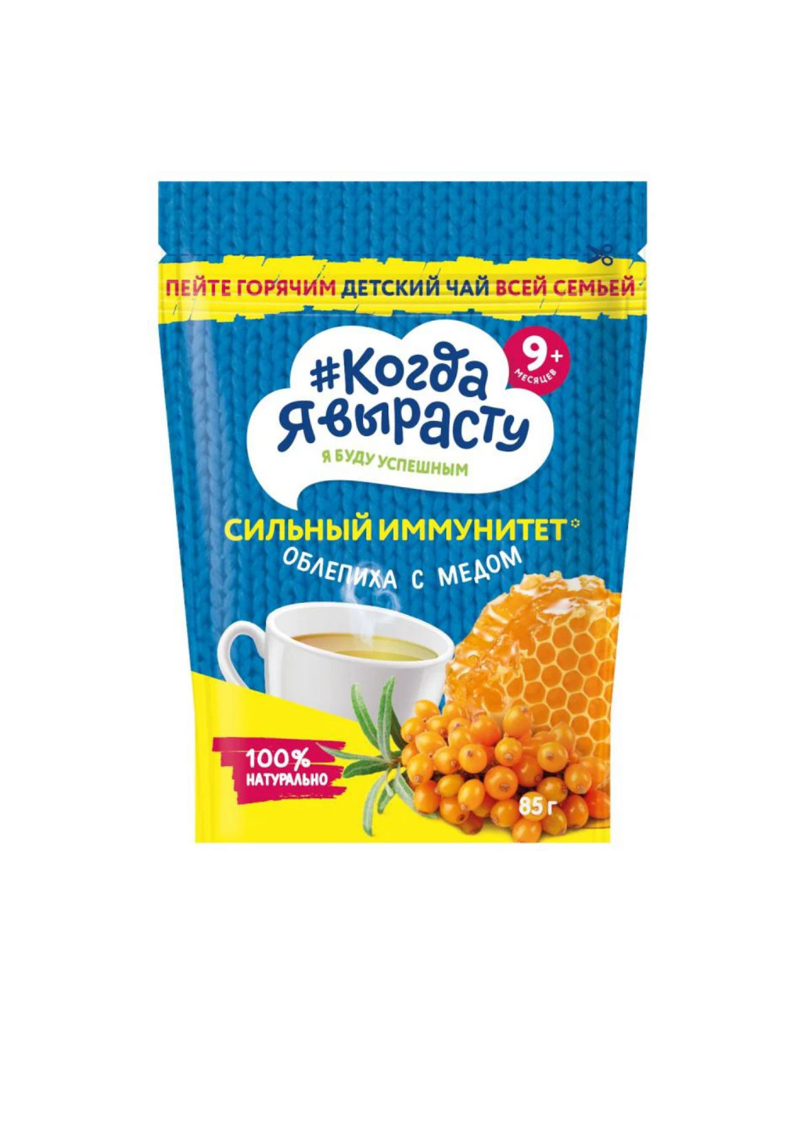 Seria „Când voi crește mare” – Ceai „Cătină cu Miere”, 85 g (de la 9 luni+)