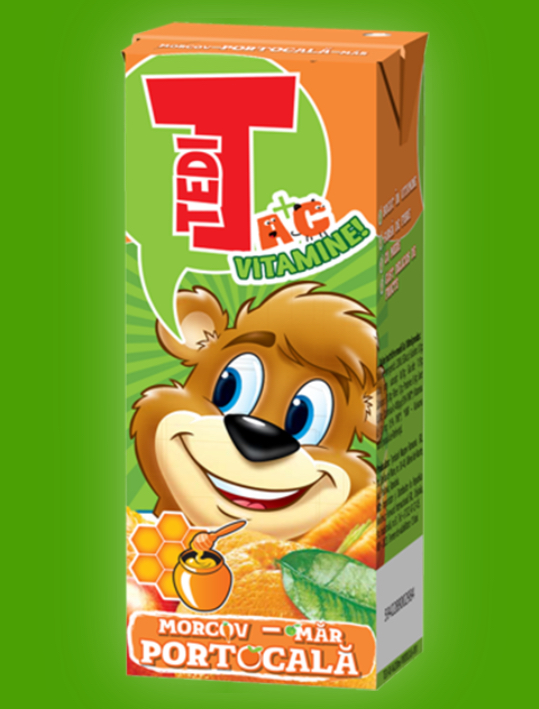Suc TEDI, Portocală-Morcov-Măr 200 ml