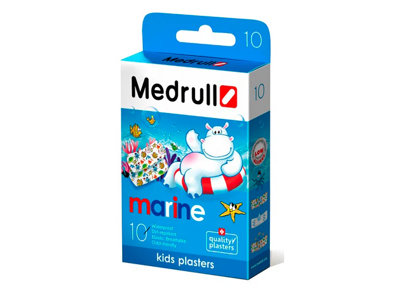 Пластырь для детей Medrull, Marine N10 (1,9 см x 7,2 см) (водостойкий)