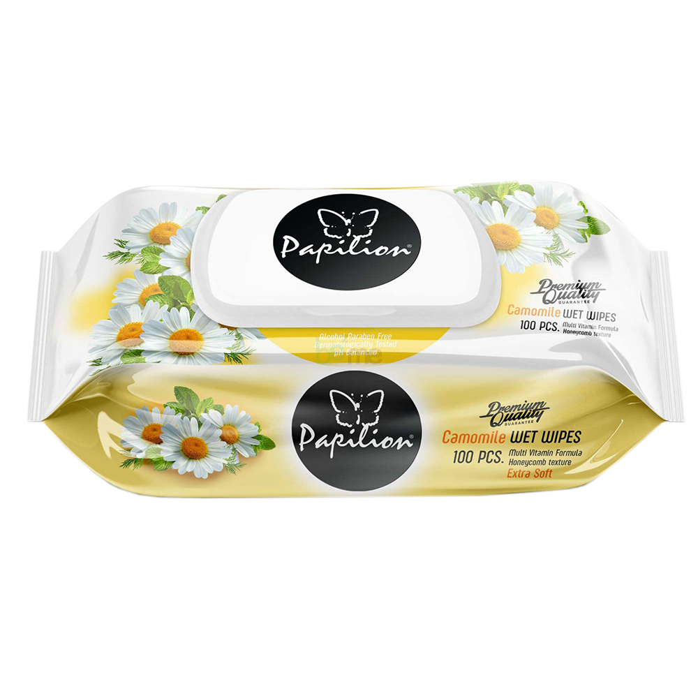 Влажные салфетки CHAMOMILE, с пластиковой крышкой, N100   PAPILION