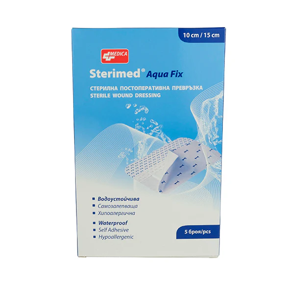 Стерильная послеоперационная повязка Sterimed Aqua Fix (10×15 см) N5 Medica (водостойкая)