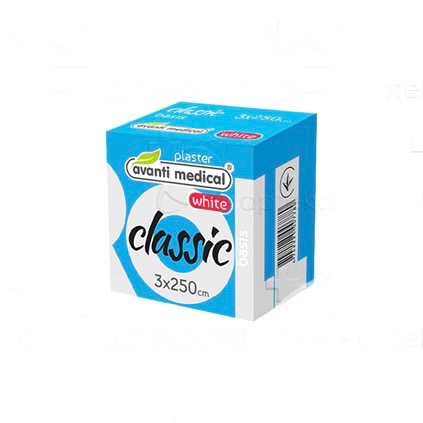 Emplastru 3,0 cm x 2,5 m (rulou) Avanti Medical Classic (alb, ambalaj carton)