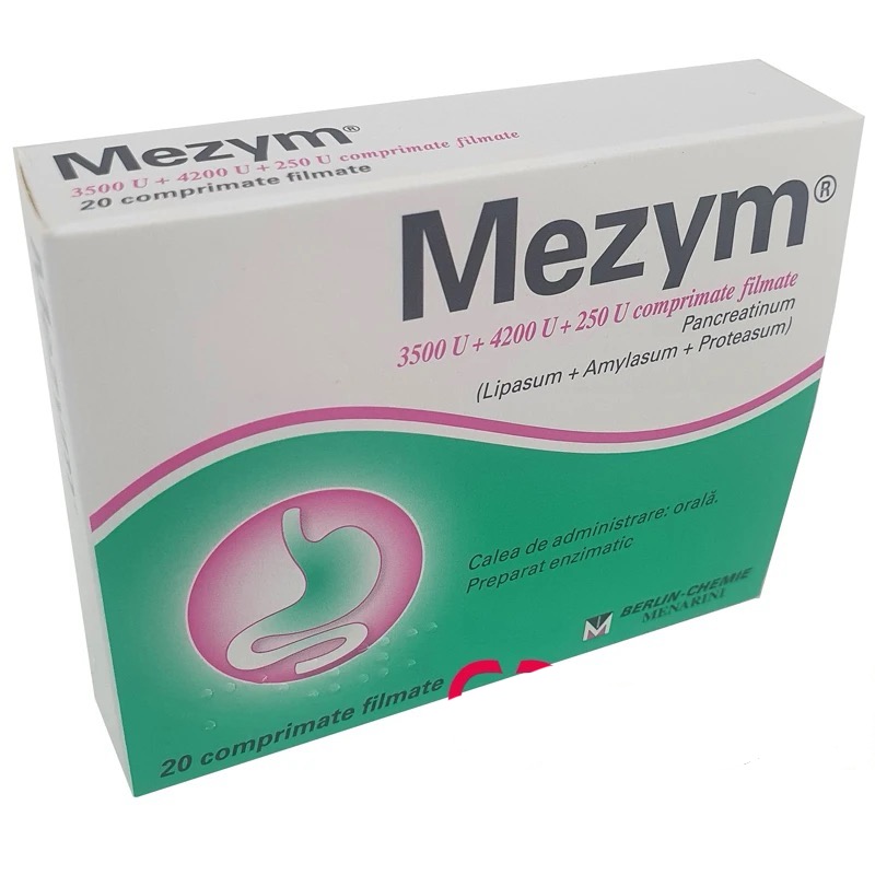 Mezym comprimate filmate (3500 U + 4200 U + 250 U),   N20