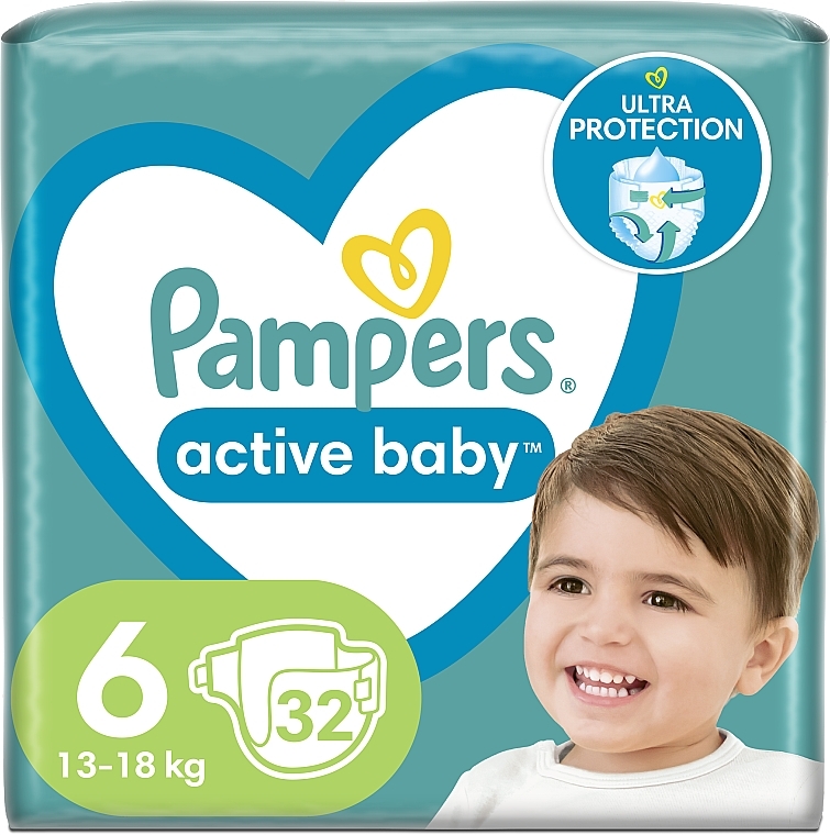 Подгузники Pampers Active Baby 6 (13-18 кг), 32 шт