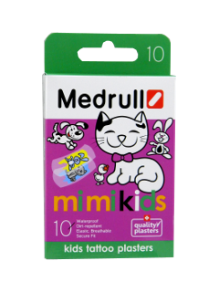 Пластырь детский Medrull MIMI Kids N10 (с рисунками, «тату» для детей)