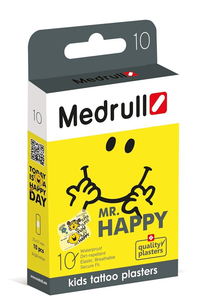 Пластырь детский Medrull Mr.Happy N10 (с рисунками, “тату” для детей)