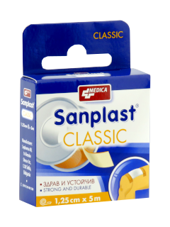 Emplastru 1,25 cm x 5,0 m SANPLAST Clasic (textil/plastic) Medica