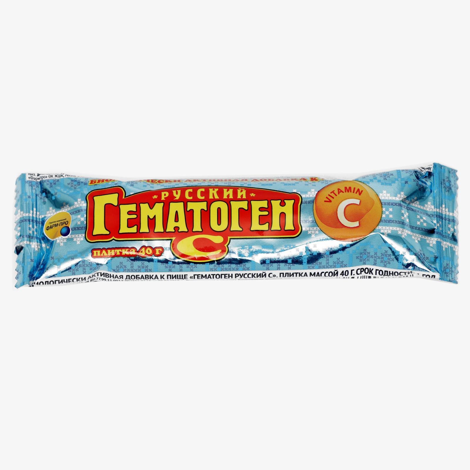 Hematogen 40 g, Vitamina C,  Русский 