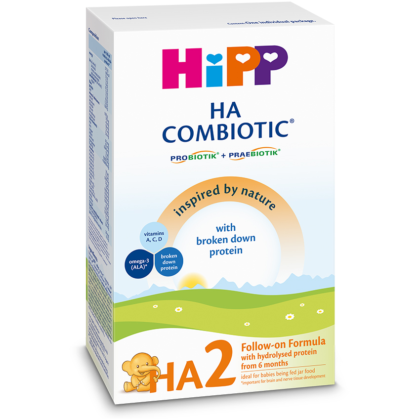 Гипоаллергенная детская молочная смесь HiPP 2 HA Combiotic, с 6 месяцев, 350 г