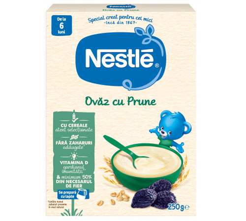 Nestlé “Каша безмолочная овсяная со сливой” 250 г (с 8 месяцев)