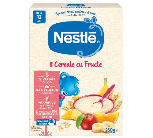 Nestlé “Каша безмолочная 8 злаков с фруктами” 250 г