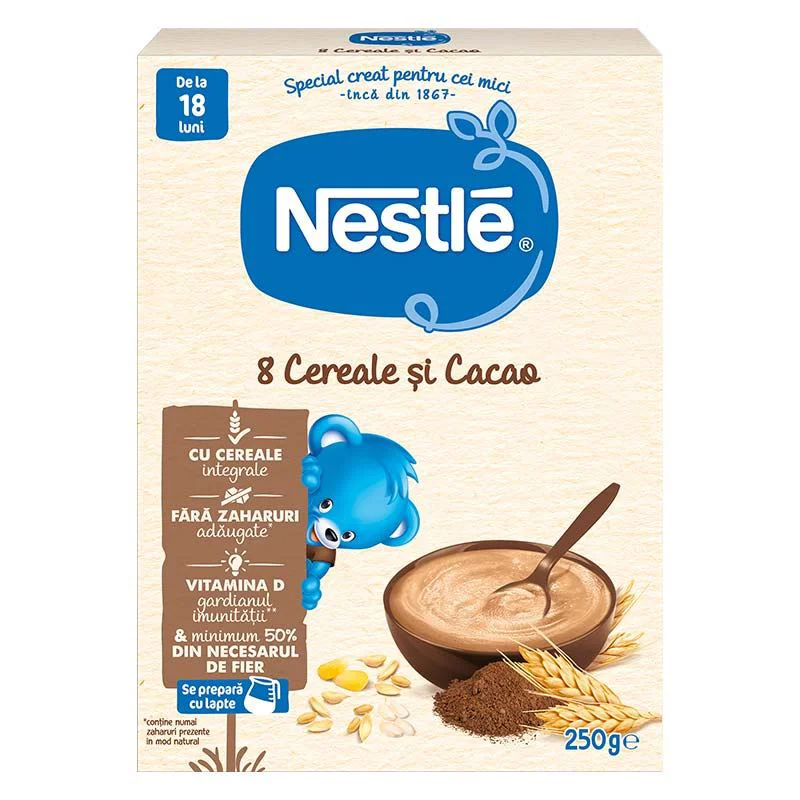 Nestlé “Каша безмолочная 8 злаков с какао” 250 г