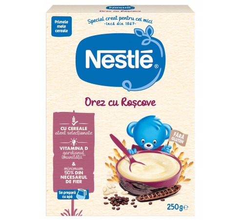 Nestlé “Каша безмолочная рисовая с рожковым деревом” 250 г (с 6 месяцев)