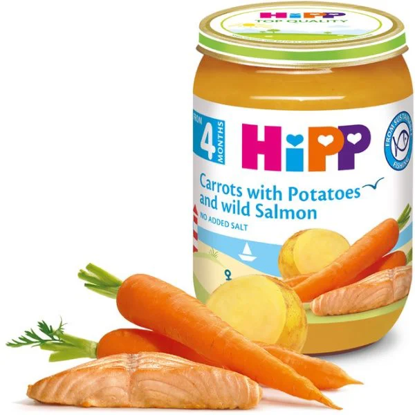 Hipp Пюре с лососем, картофелем и овощами, 190 г (с 4 месяцев) (6105)