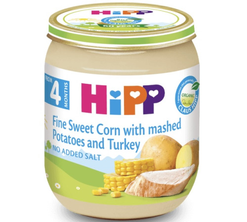 HiPP пюре с мясом индейки, кукурузой и картофелем 125 г (с 4 месяцев) (арт. 6203)