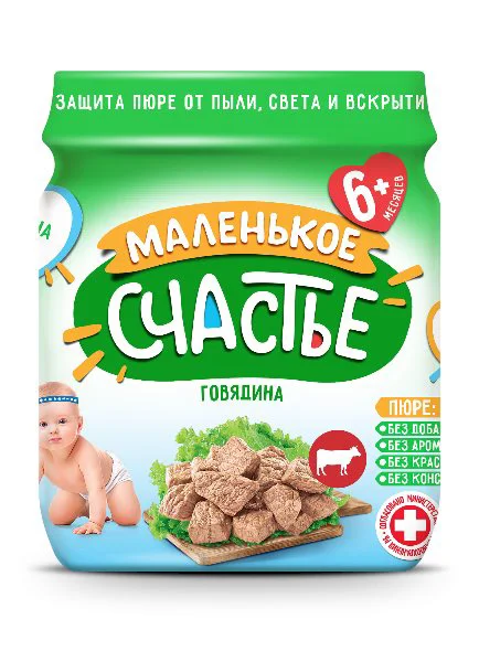 Маленькое счастье пюре «Говядина» 80 г (с 6 месяцев)