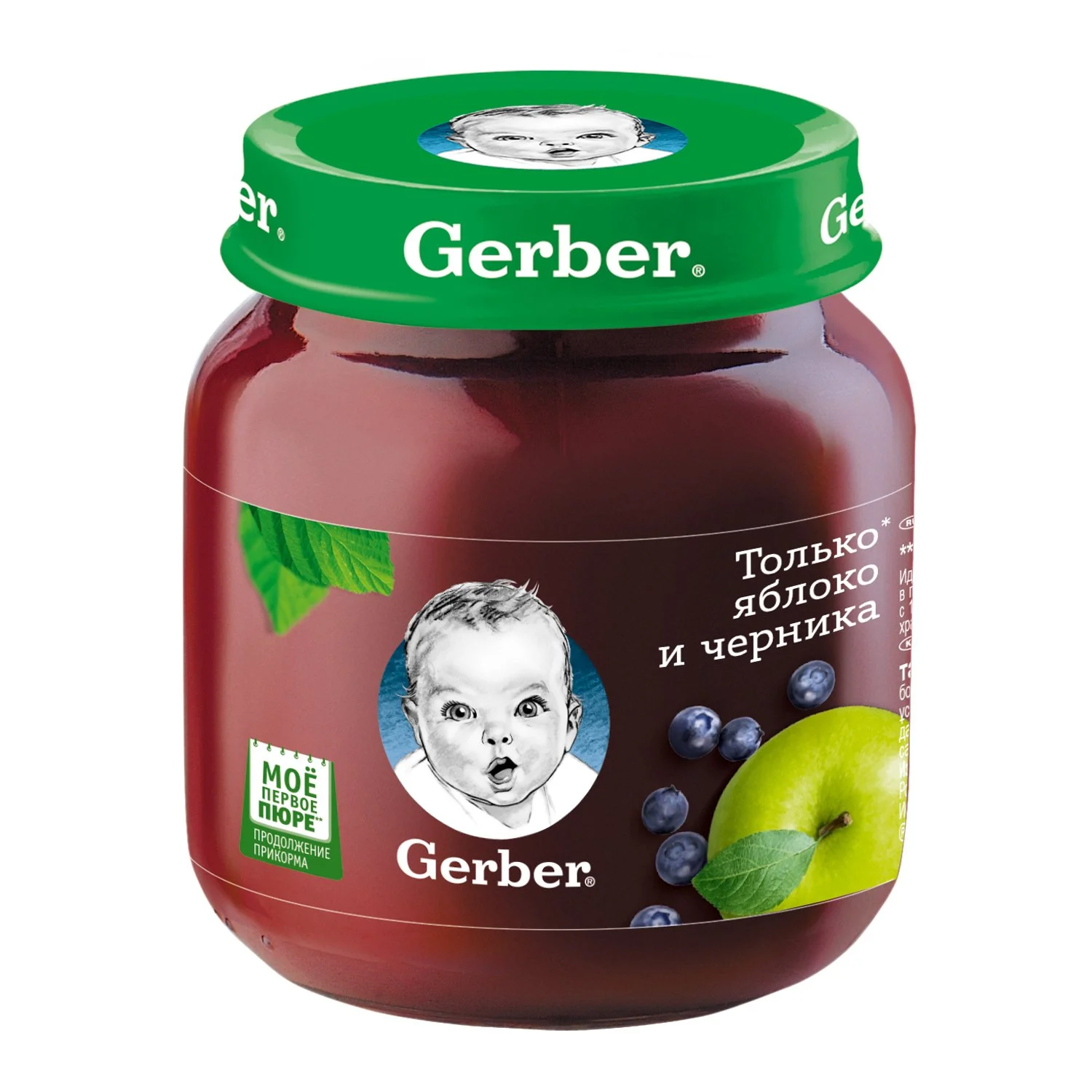 Gerber пюре фруктовое «Яблоко, черника» 130 г (с 5 месяцев)