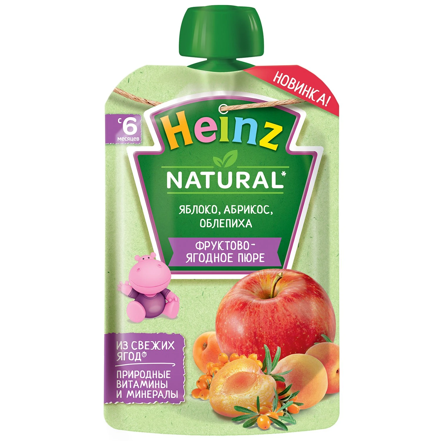 Heinz Пюре фруктовое “Яблоко, Абрикос, Облепиха” 90 г (с 6 месяцев)