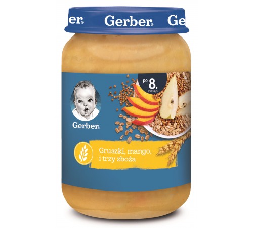 Gerber фруктовое пюре “Груша + Манго с 3 злаками” 190 г