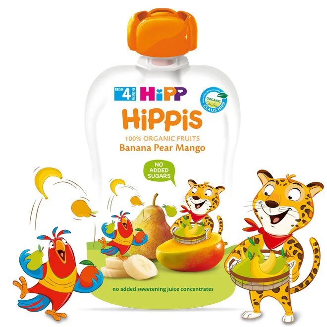 Hippis фруктовое пюре Сюрприз – Манго, Банан, Груша 100 г (с 4 месяцев)