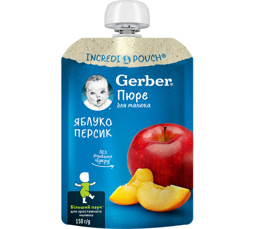 Gerber фруктовое пюре «Яблоко, Персик» 150 г (с 6 месяцев)