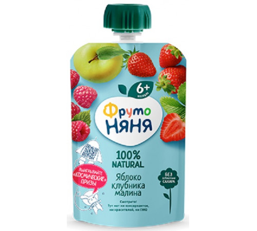 Фруто Няня Десерт “Яблоко, Клубника, Малина” N12 x 90 г