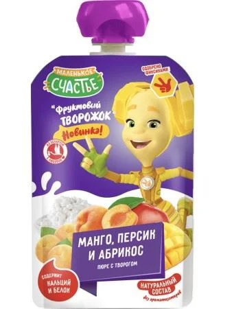 Маленькое счастье пюре “Манго, Персик и Малина” 85 г (с 6 месяцев)
