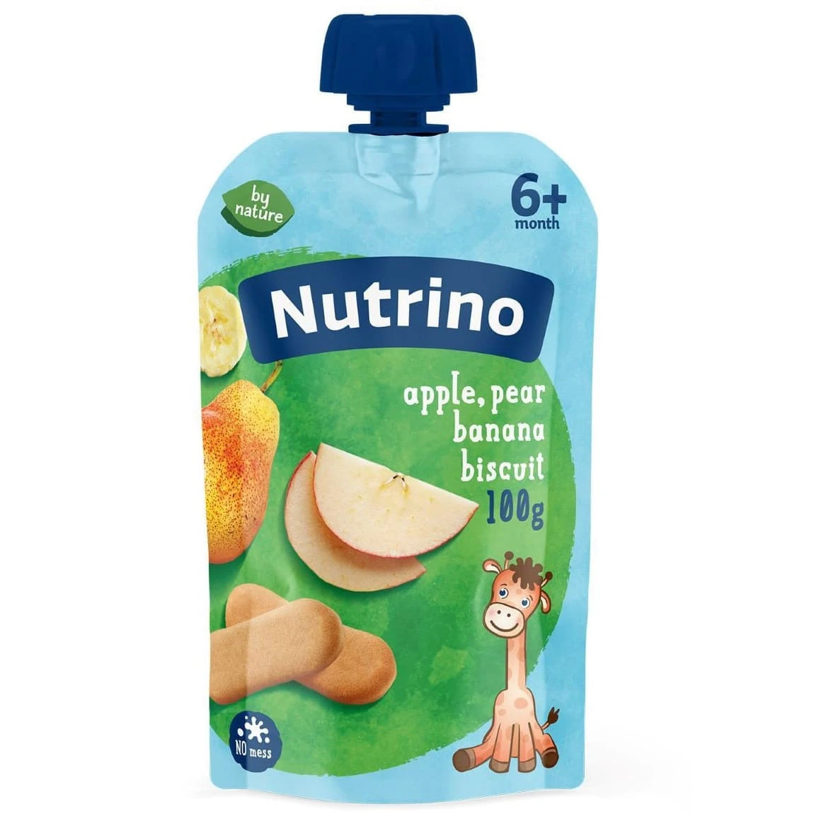 NUTRINO пюре фруктовое 100 г Яблоко, Банан и Печенье (с 6 месяцев)