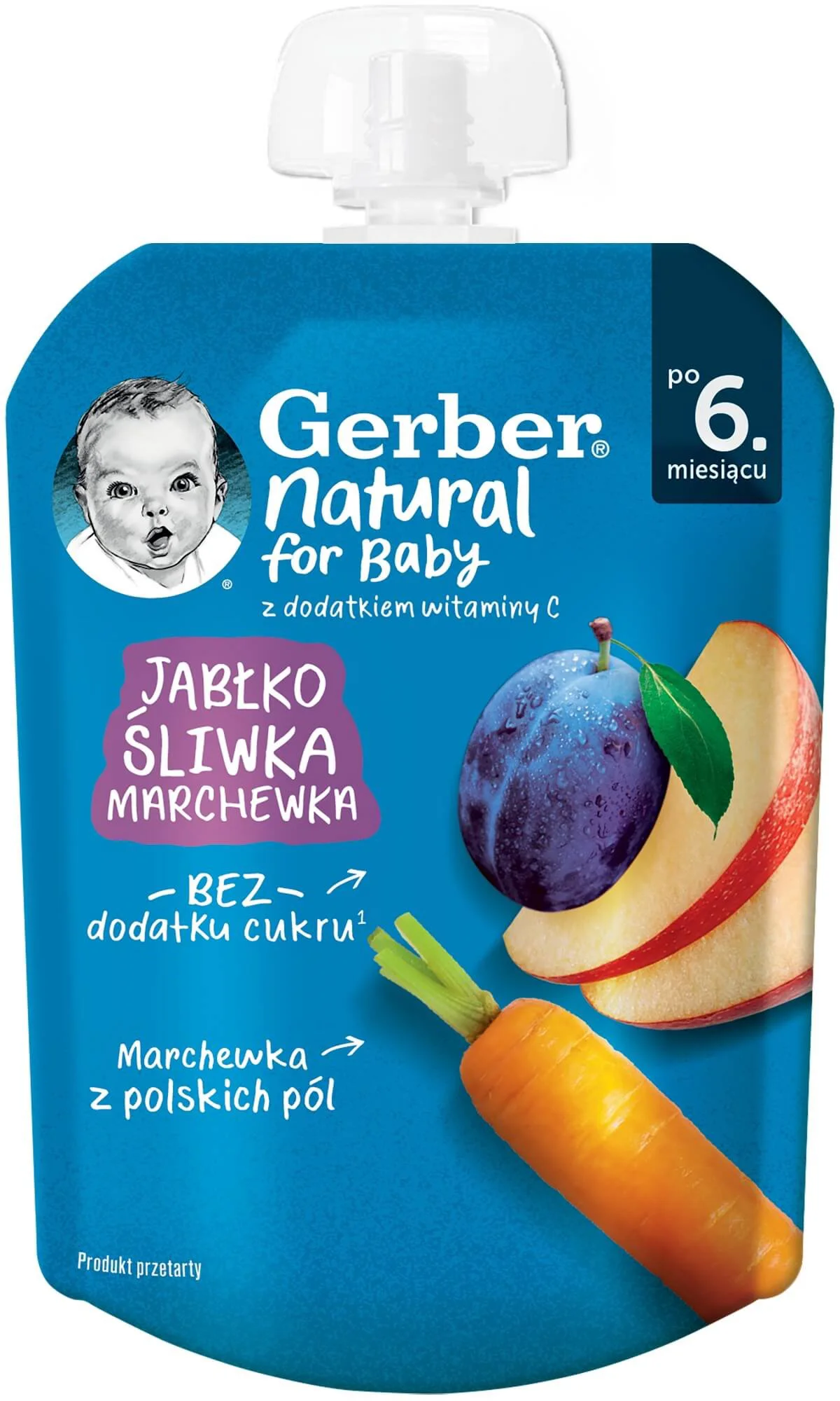 Gerber Пюре фруктово-овощное Яблоко, Чернослив, Морковь, 80 г (с 6 месяцев)