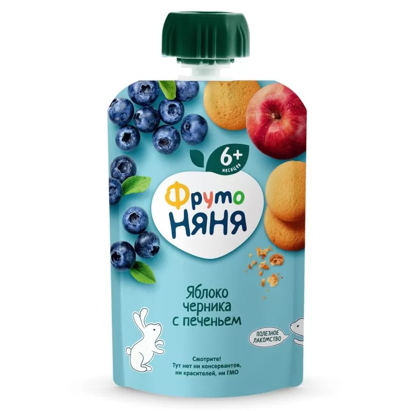 Fruto Neanea Piure „Măr, afine, biscuiți” 90 g  (de la 6 luni)