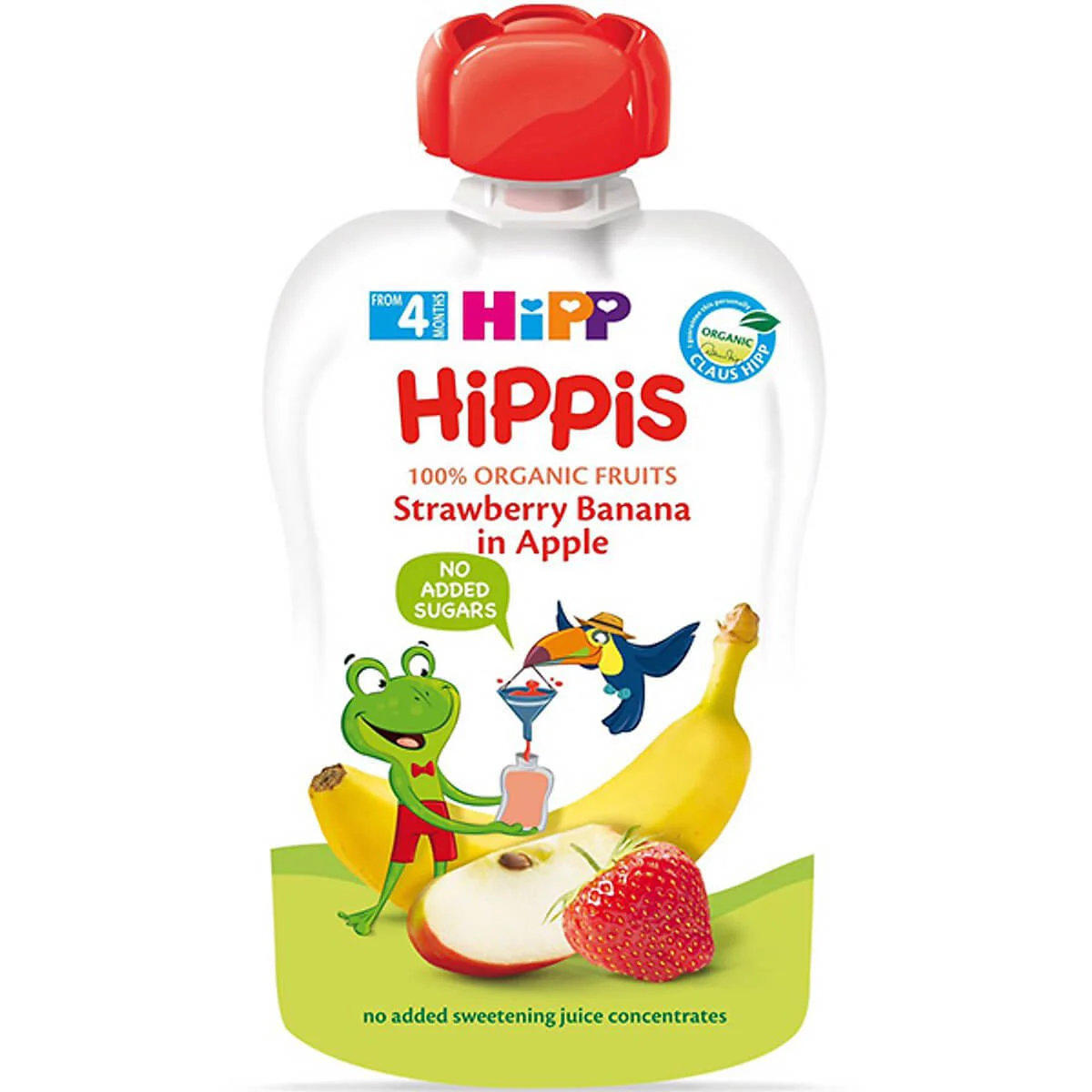 Hippis Фруктовое пюре «Сюрприз» — Яблоки, Бананы, Клубника 100 г (с 4 месяцев)