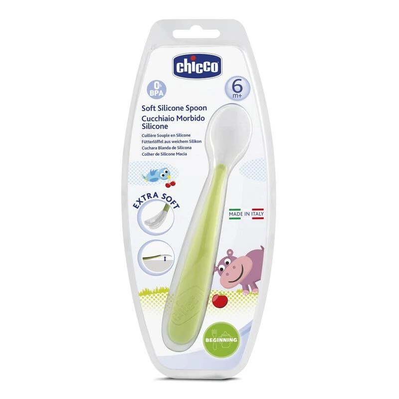 Силиконовая ложечка CHICCO (+6 месяцев) (зелёная)