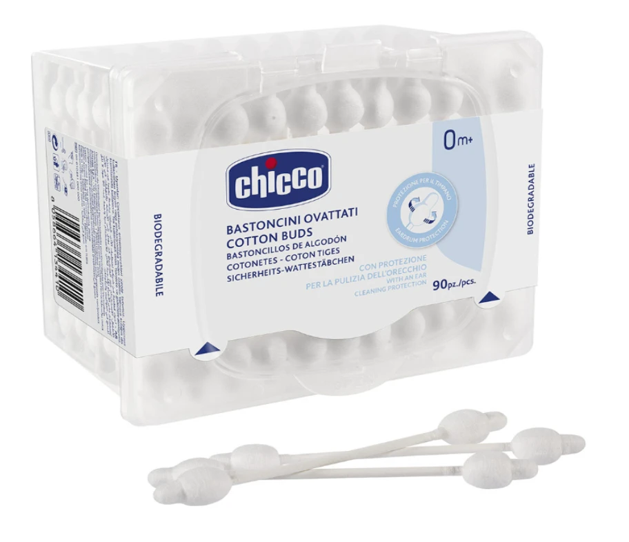 CHICCO Ватные палочки с ограничителем, 90 шт