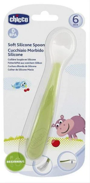 Силиконовая ложечка CHICCO (+6 месяцев) зелёная