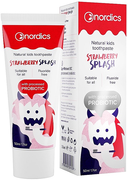 Детская зубная паста Nordics 50 мл Strawberry Splash