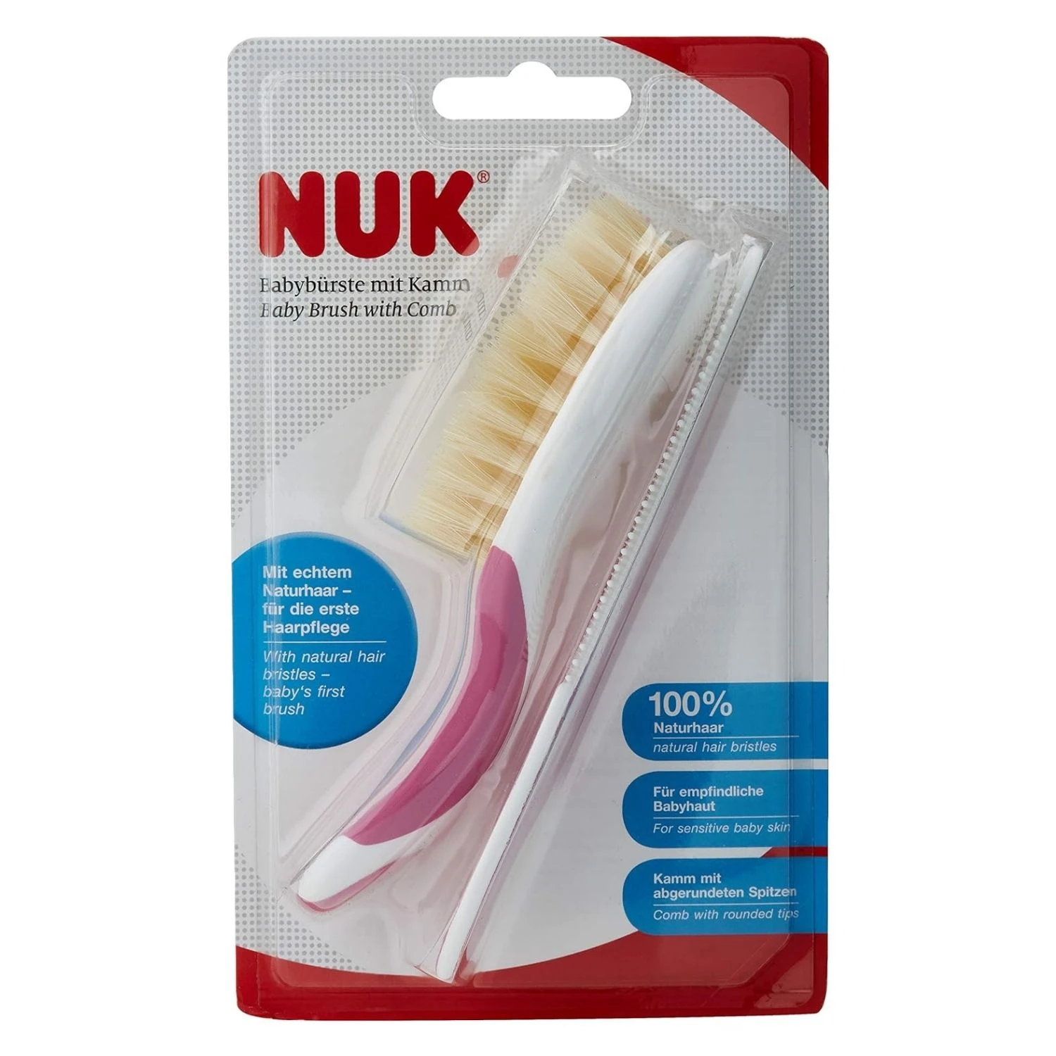 NUK Набор: щетка из натуральной щетины + расческа 