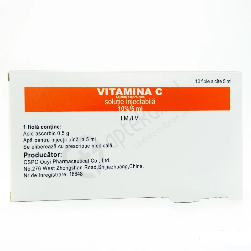Vitamina C, soluție injectabilă 10% 5ml  N10  Ouyi, China