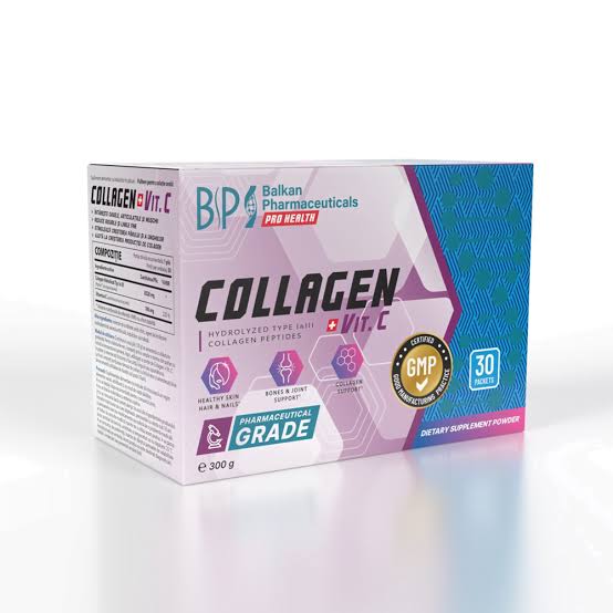 Коллаген + Витамин C, пакетики с яблочным вкусом N30  Balkan Pharm.,Moldova