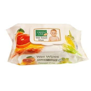 Влажные салфетки Green Line N120 (с пластиковым клапаном)