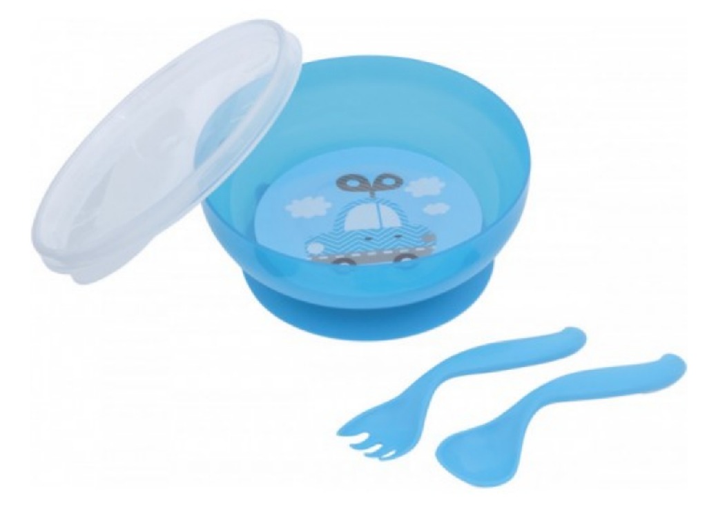 Набор Canpol детской посуды (тарелка с крышкой + ложка + вилка) (21/300)