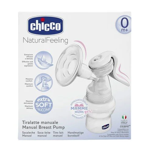 CHICCO Ручной молокоотсос с резиновой грушей и бутылочкой, 0% BPA (2825000)