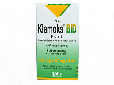 Кламокс БИД Форте (400 мг + 57 мг / 5 мл) порошок для приготовления оральной суспензии, 70 мл