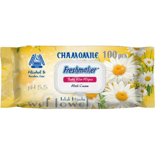 Детские влажные салфетки Freshmaker с ромашкой, 100 штук