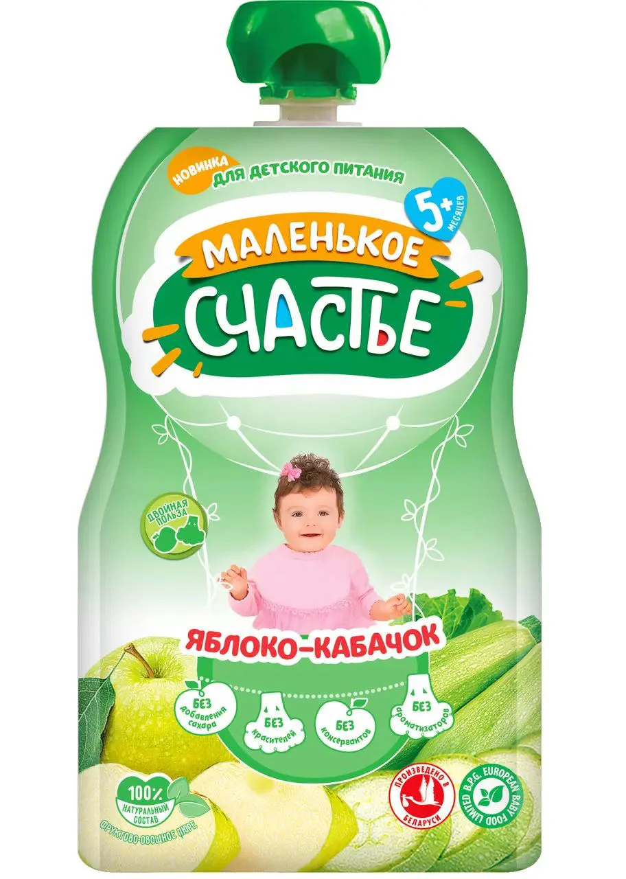Пюре Маленькое кое Счастье “Яблоко” 90 г (с 4 месяцев+)