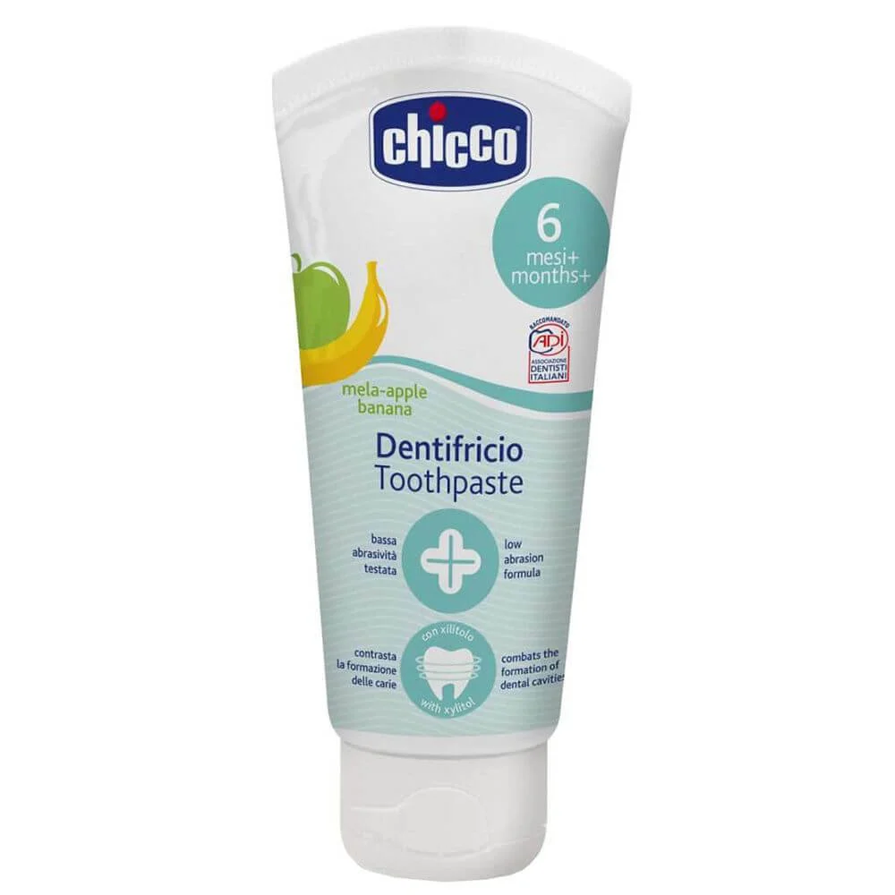 CHICCO Детская зубная паста Яблоко и Банан, 6м+, 50 мл (новая формула)