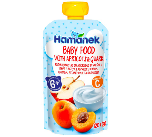 Hame Hamanek Piure din fructe: Mere, Caise 120 g (4 luni+)