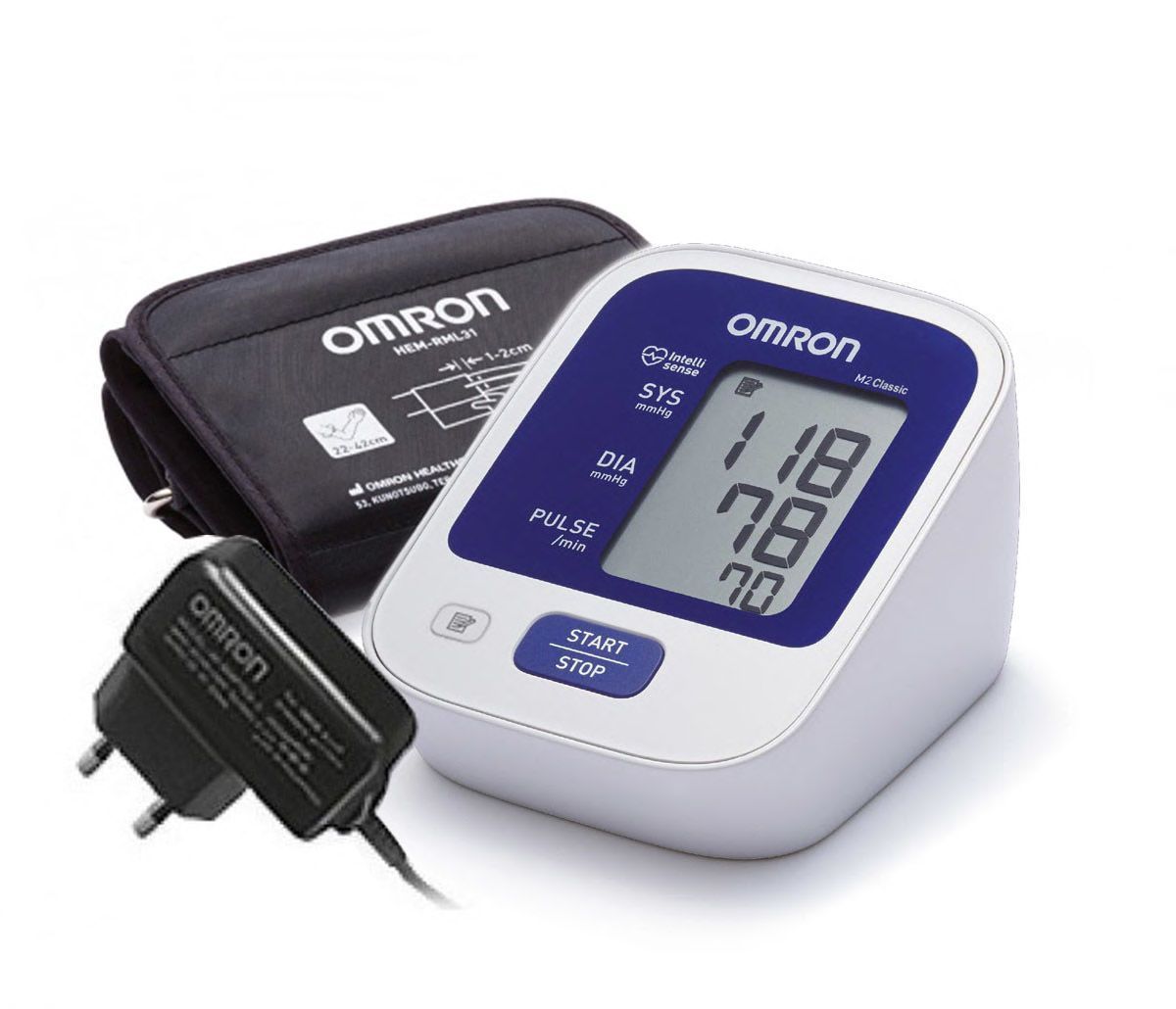 Тонометр Omron M2 Классический автоматический 7122-ALRU (включая адаптер и большой манжет)