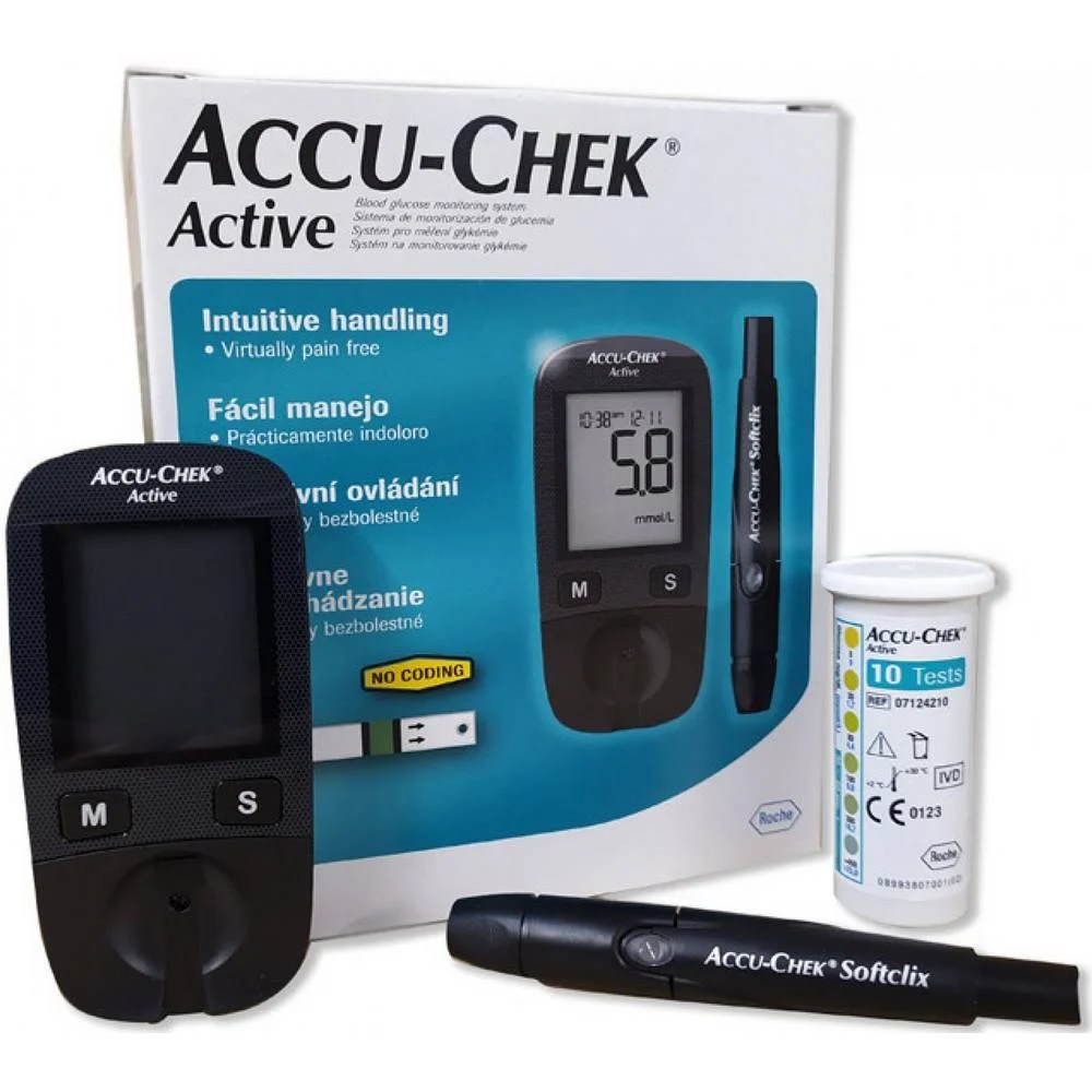 Глюкометр Accu-Chek ACTIVE (ммоль/л) набор: глюкометр + 10 тест-полосок